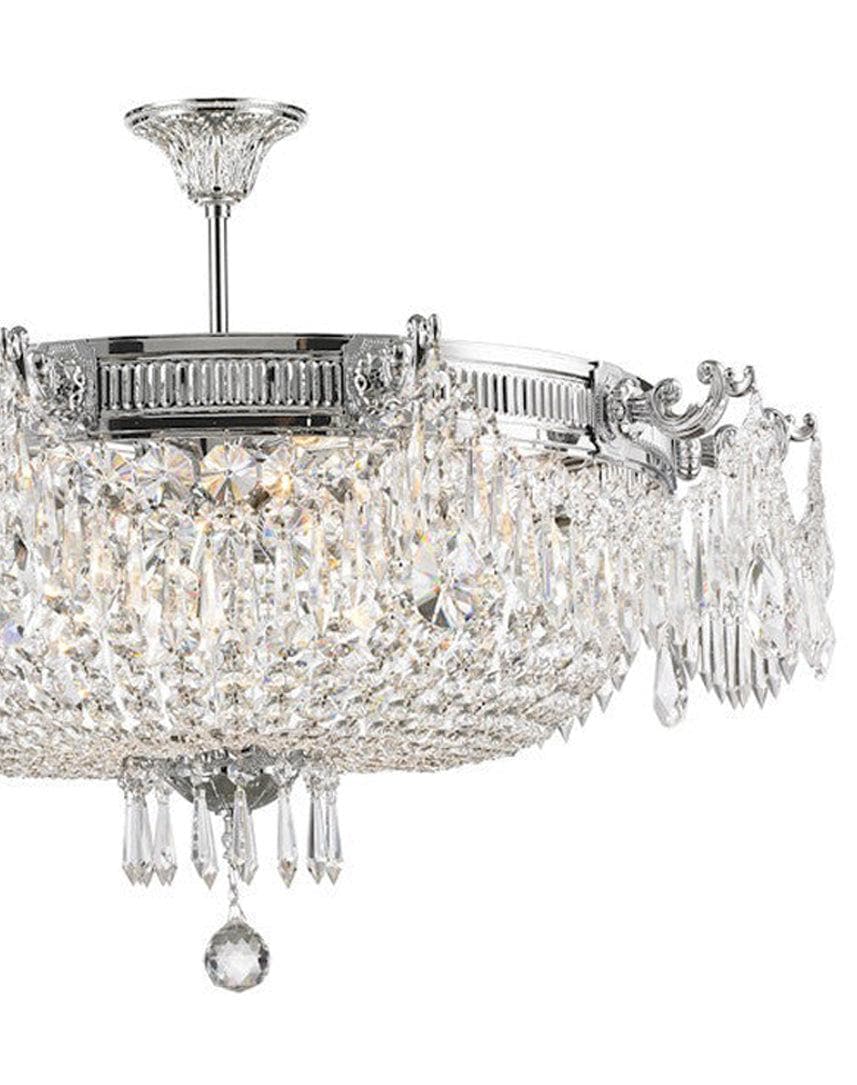 Regency Basket Chandelier - Chrome Finish - Flush Mount - W:75cm