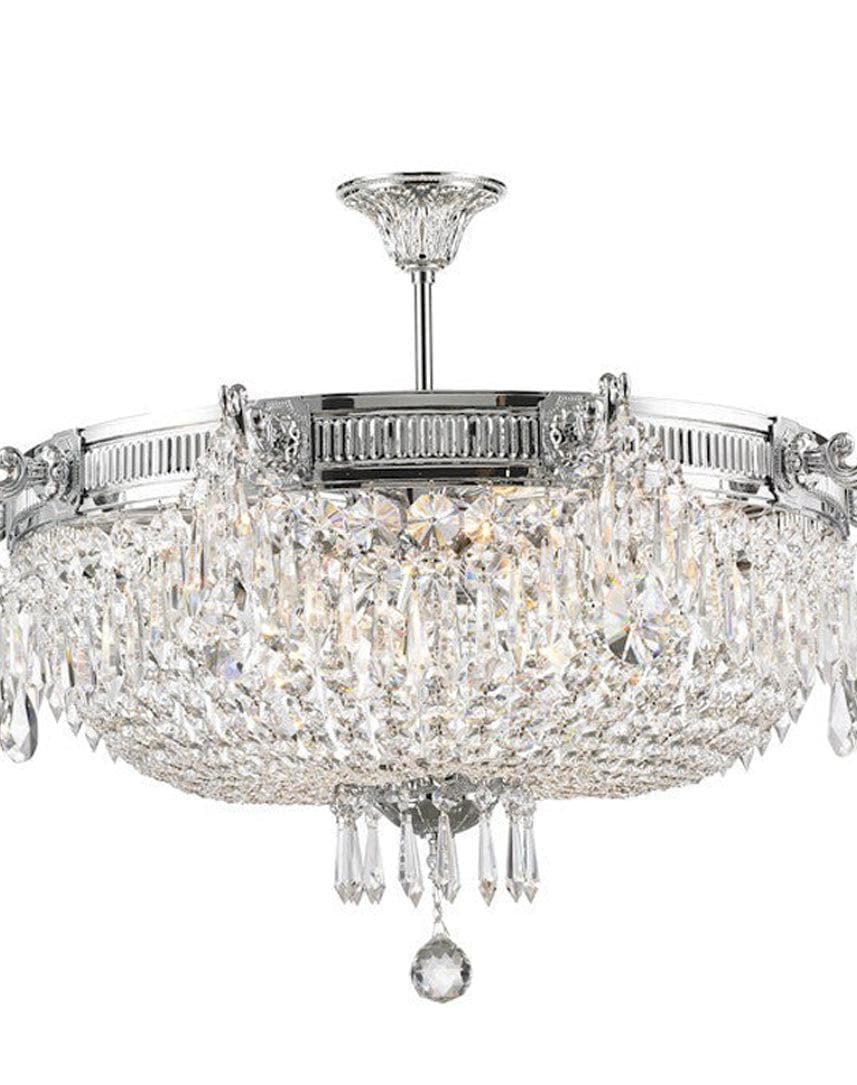 Regency Basket Chandelier - Chrome Finish - Flush Mount - W:75cm