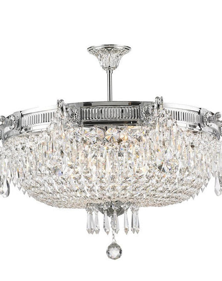 Regency Basket Chandelier - Chrome Finish - Flush Mount - W:75cm