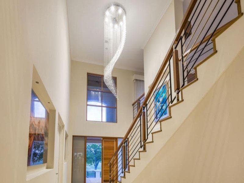Contemporary Wave LED Chandelier - W:90cm H:400cm - Chrome