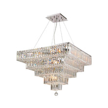 Load image into Gallery viewer, Modular 5 Tier Crystal Pendant 66cm - Square - Chrome Fixtures
