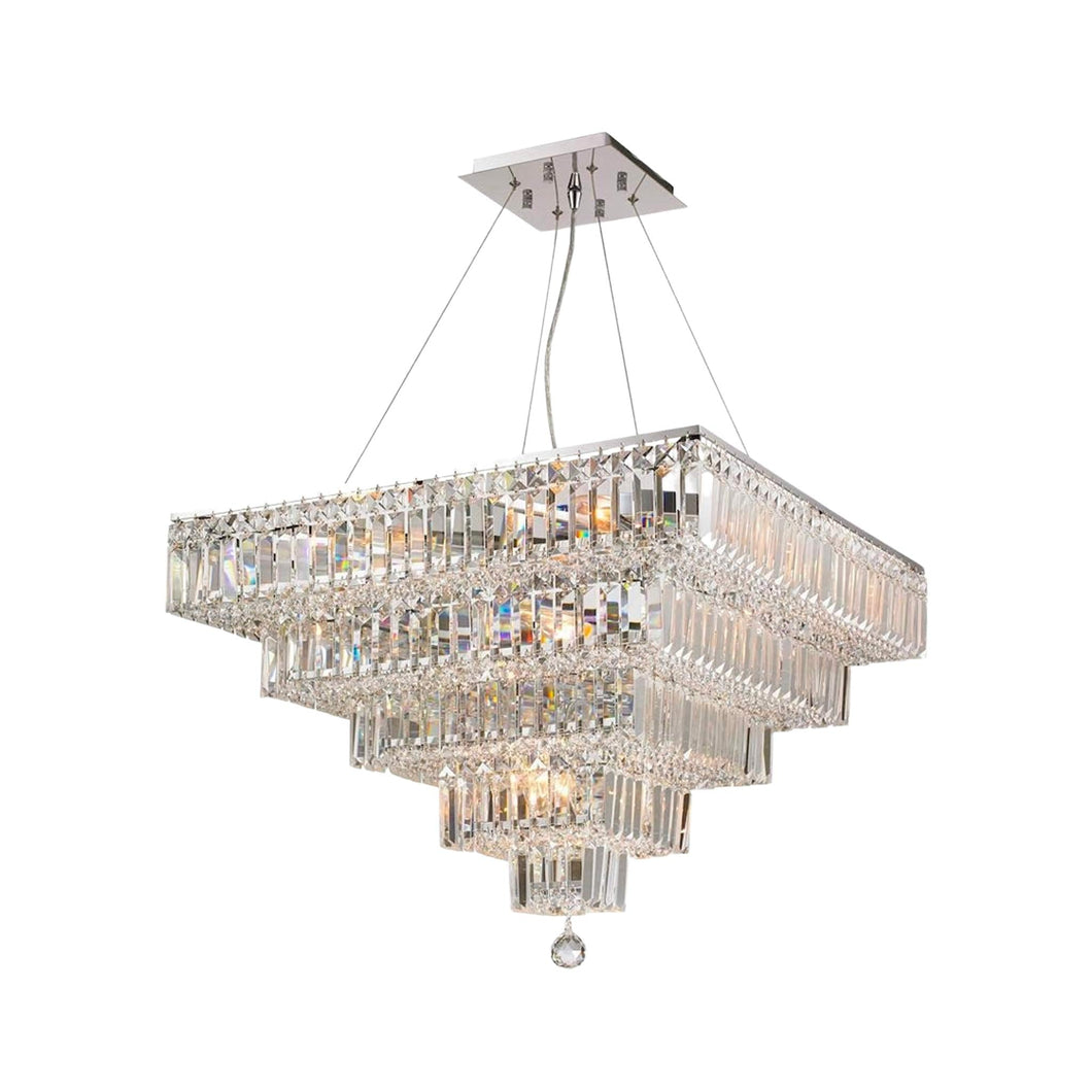 Modular 5 Tier Crystal Pendant 66cm - Square - Chrome Fixtures