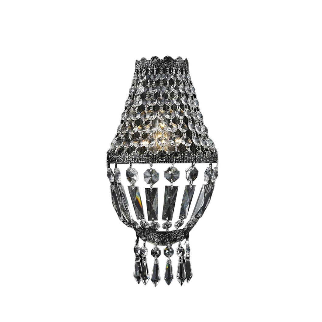 French Basket Wall Sconce Light - Antique SILVER- W:15cm