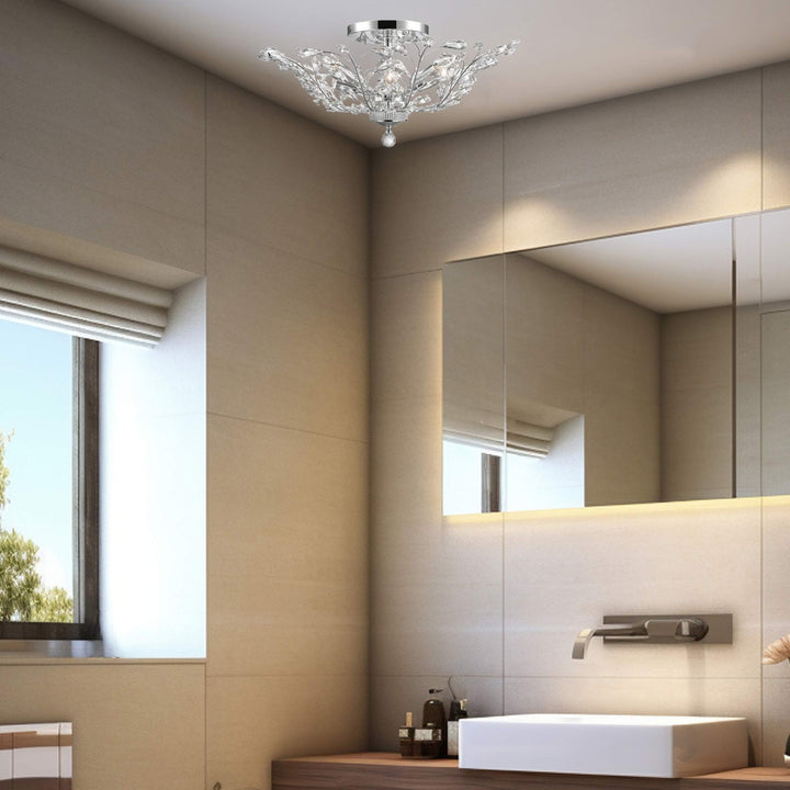 Willow Contemporary Leaf Flush Mount Chandelier- W:70cm H:30cm - Chrome