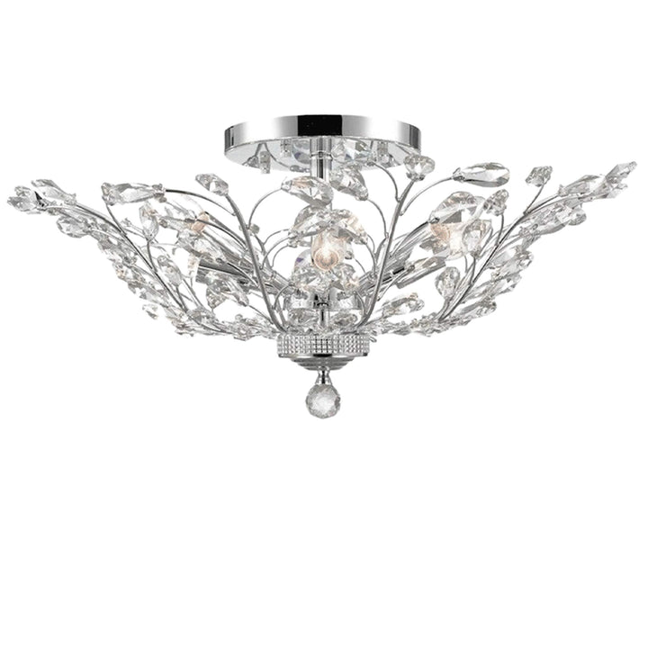 Willow Contemporary Leaf Flush Mount Chandelier- W:70cm H:30cm - Chrome