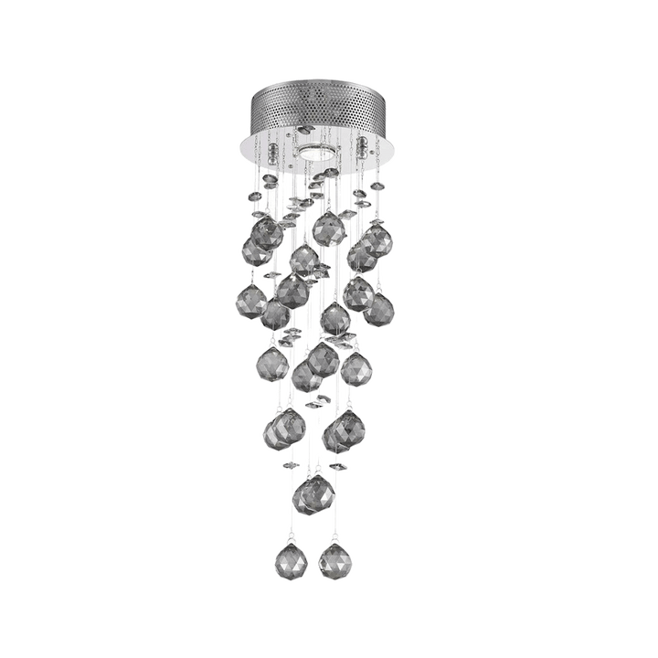 Round Cluster LED Crystal Chandelier - Smoke- Width:20cm Height:60cm