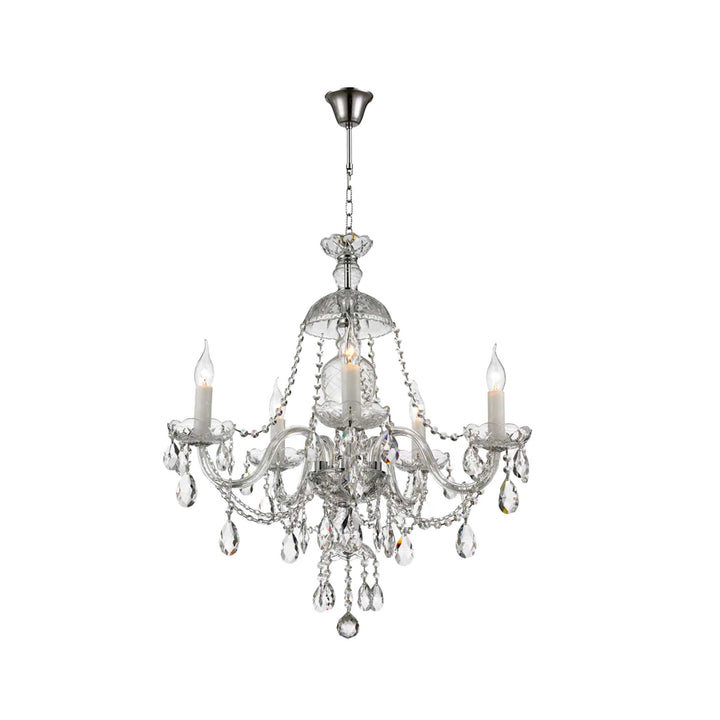 Bohemian Brilliance 5 Arm Crystal Chandelier- Chrome