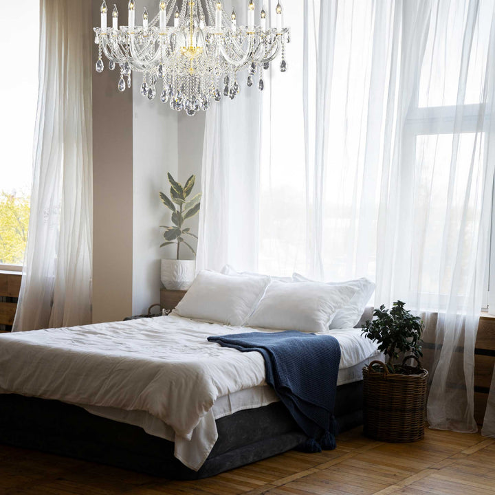 Bohemian Brilliance Large 12 Arm Single Tier Chandelier - Gold