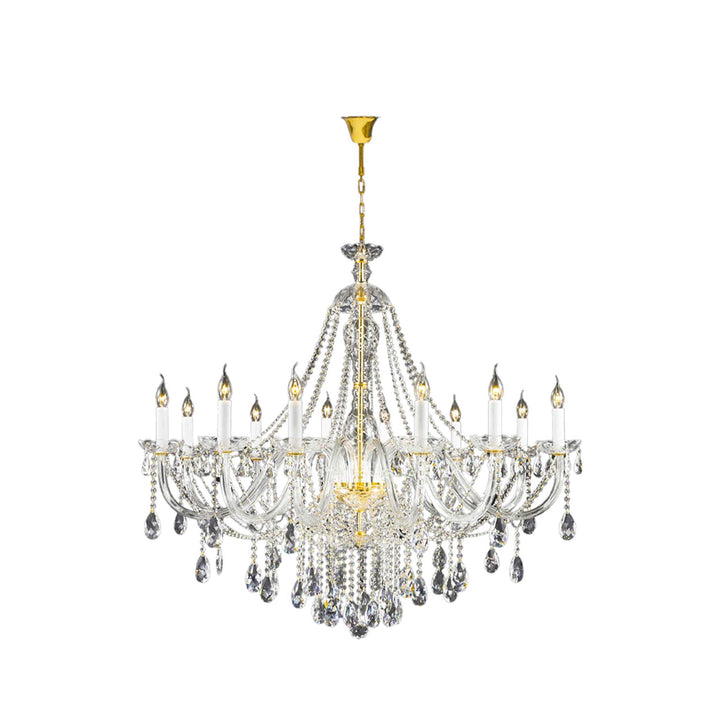 Bohemian Brilliance Large 12 Arm Single Tier Chandelier - Gold