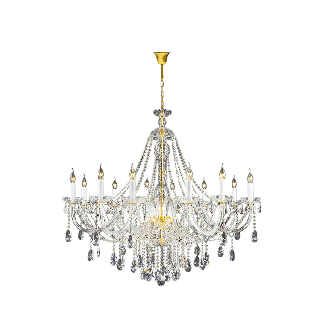 Bohemian Brilliance LARGE 12 Arm Single Tier Chandelier - GOLD