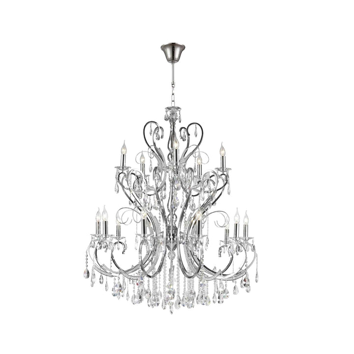 Designer Princess 15 Arm Chandelier - W:100 H:130cm - Chrome