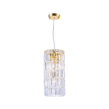 Load image into Gallery viewer, Modular Cylinder Crystal Pendant - Round - Height 43cm - Gold Fixtures
