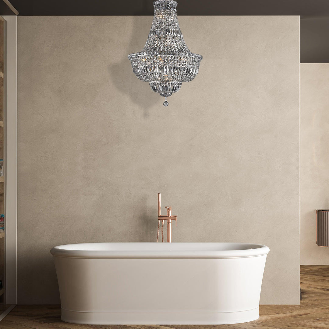 Empress Crystal Basket Chandelier - Chrome - Smoke Crystal 15 Light