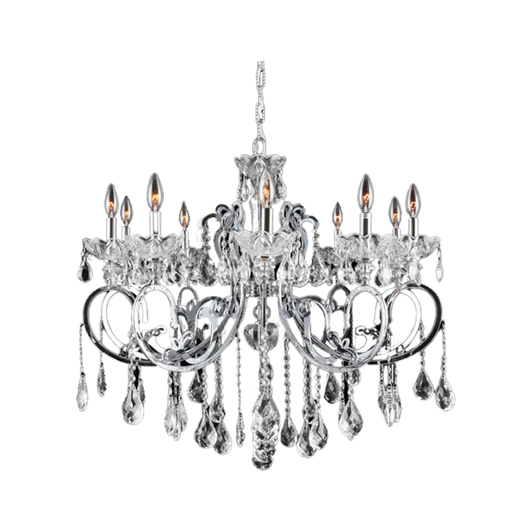Elise 10 Arm Contemporary Chandelier in Chrome