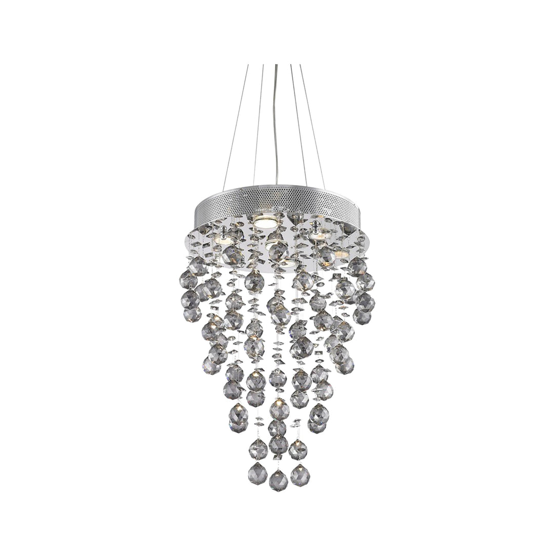 Round Cluster LED Crystal Chandelier - Smoke - W:40cm H:60cm