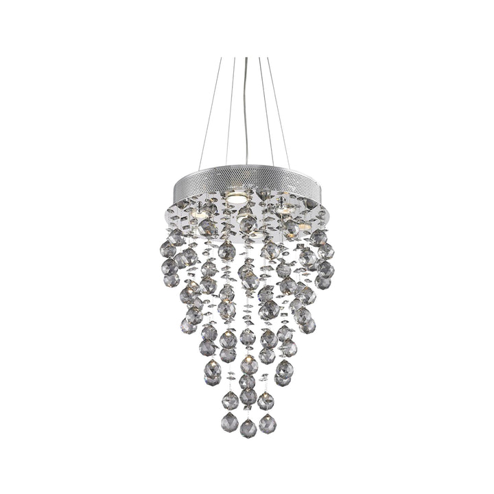 Round Cluster LED Crystal Chandelier - Smoke - W:40cm H:60cm