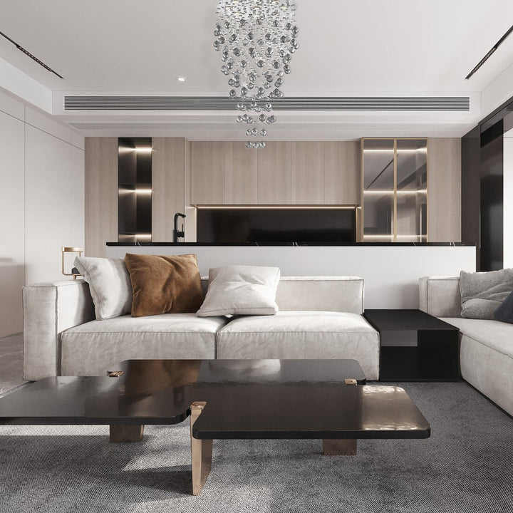Round Cluster LED Crystal Chandelier -Smoke - Width:50cm Height:90cm