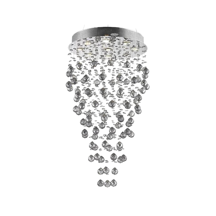Round Cluster LED Crystal Chandelier -Smoke - Width:50cm Height:90cm