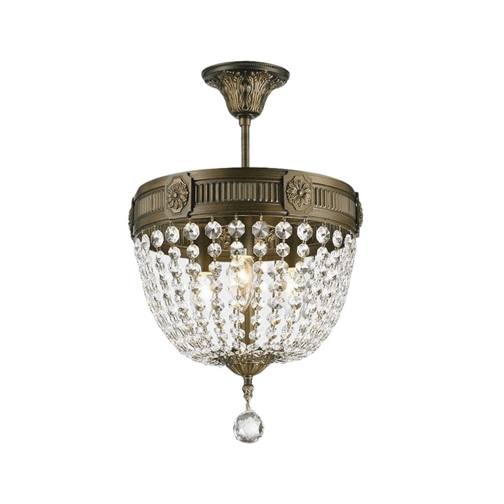 Regency Basket Chandelier - Antique Bronze Style - Flush Mount - W:30cm