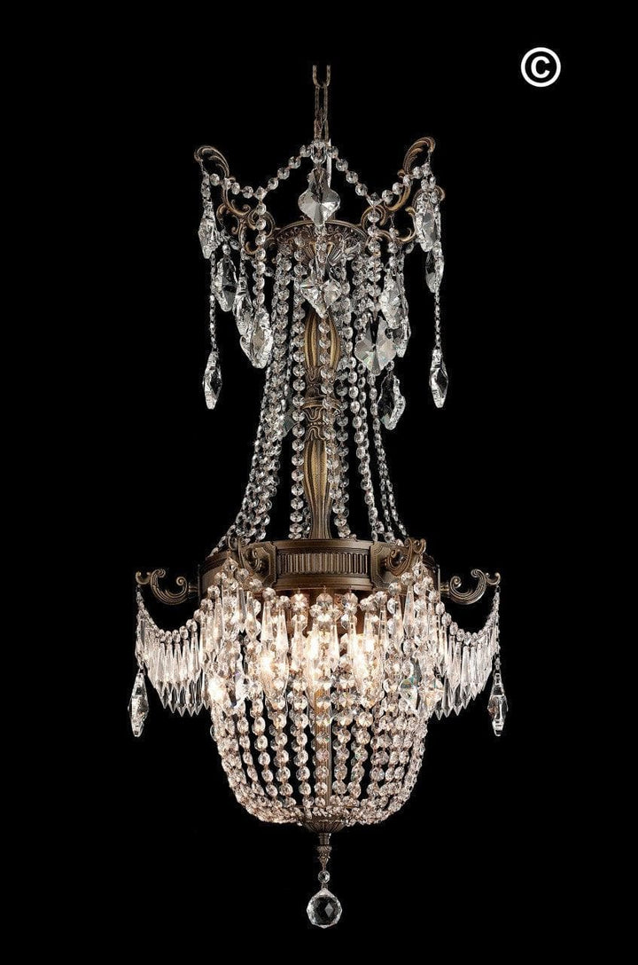 Regency Basket Chandelier -  Antique Bronze Style - W:46cm H:96cm - Designer Chandelier 