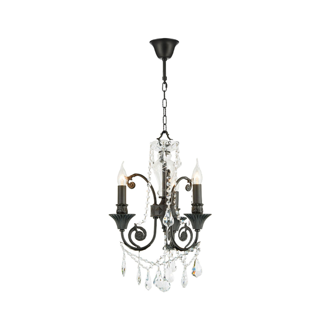 French Provincial Iron Chandelier- 3 Arm - Wrought Iron Finish