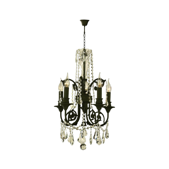 French Provincial Iron Chandelier- 5 Arm - Wrought Iron Finish