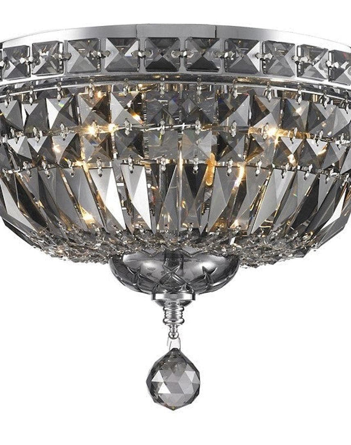 Empress Flush Mount Basket Chandelier - Chrome & Smoke- W:35cm