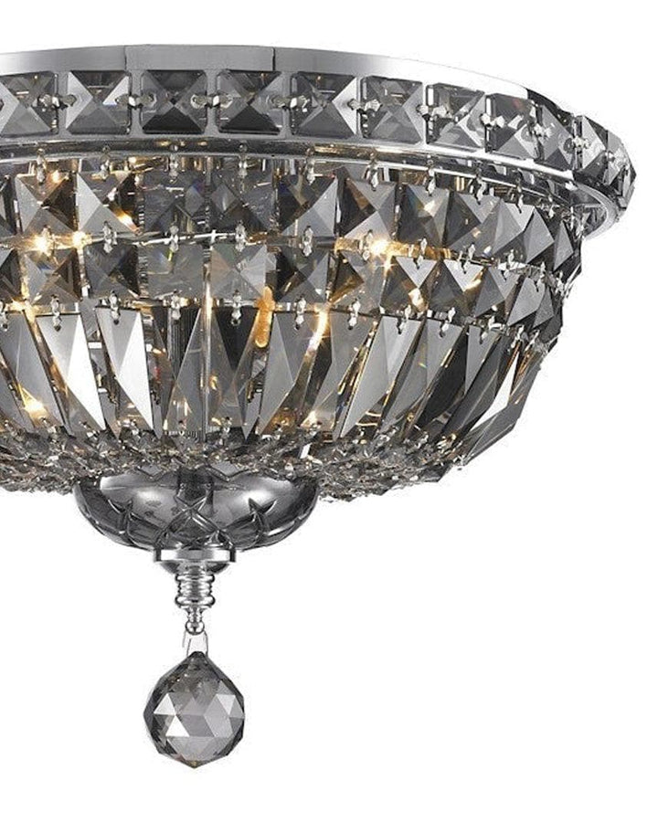 Empress Flush Mount Basket Chandelier - Chrome & Smoke- W:35cm