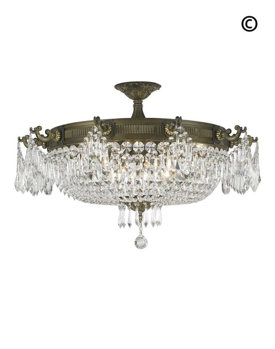 Regency Basket Chandelier -  Antique Bronze Style - Flush Mount - W:75cm H:45cm - Designer Chandelier 