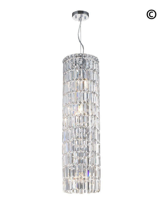 Modular Cylinder Crystal Pendant - Round - Height 92cm - Clear Crystal - Designer Chandelier 