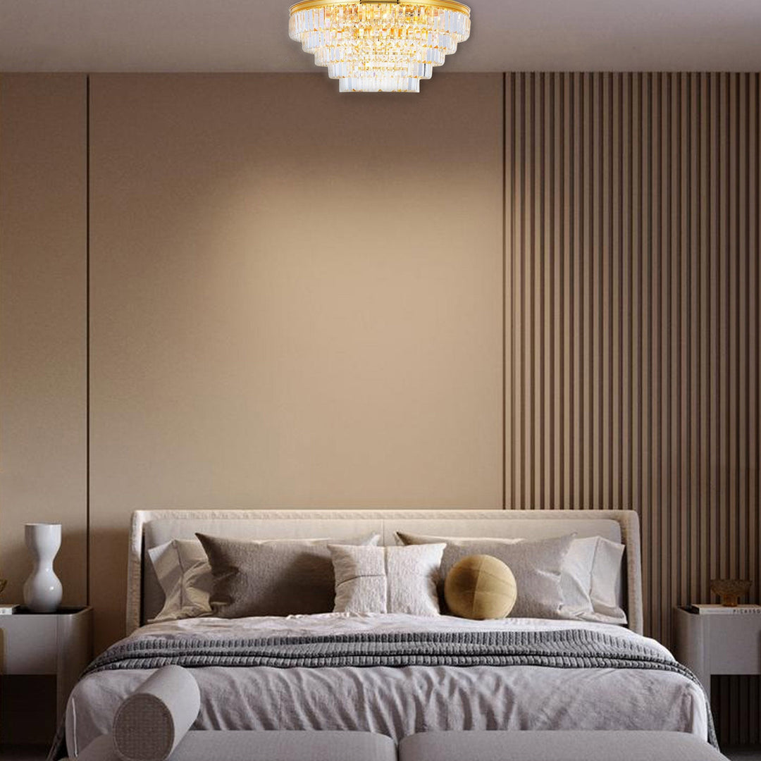 Jordan Collection - Flush Mount Chandelier - Gold Plated - W:70cm