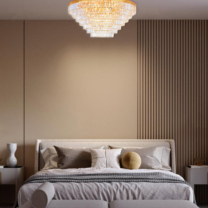 Jordan Collection - Flush Mount Chandelier - Gold Plated - W:90cm