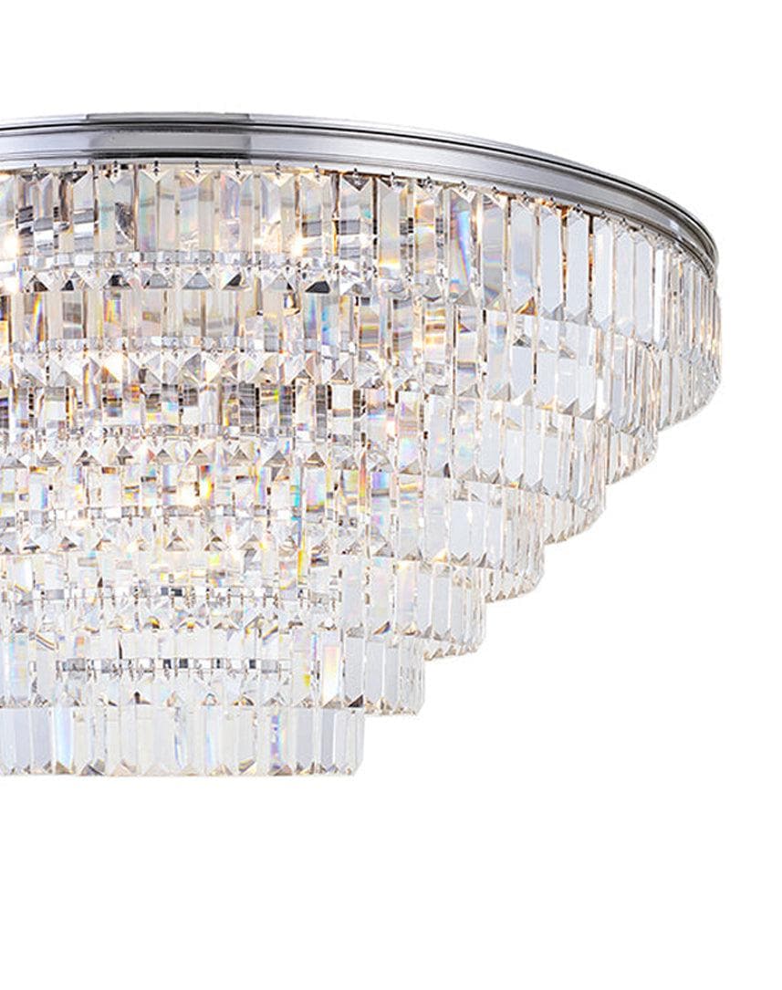 Jordan Collection - Flush Mount Chandelier - Nickel Plated - W:90cm