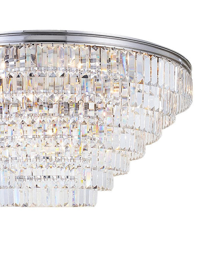 Jordan Collection - Flush Mount Chandelier - Nickel Plated - W:90cm