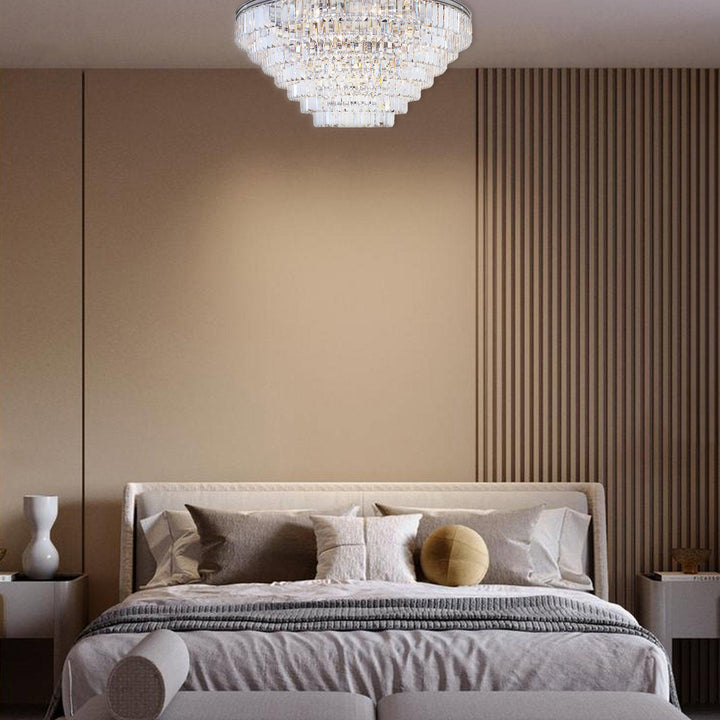 Jordan Collection - Flush Mount Chandelier - Nickel Plated - W:90cm