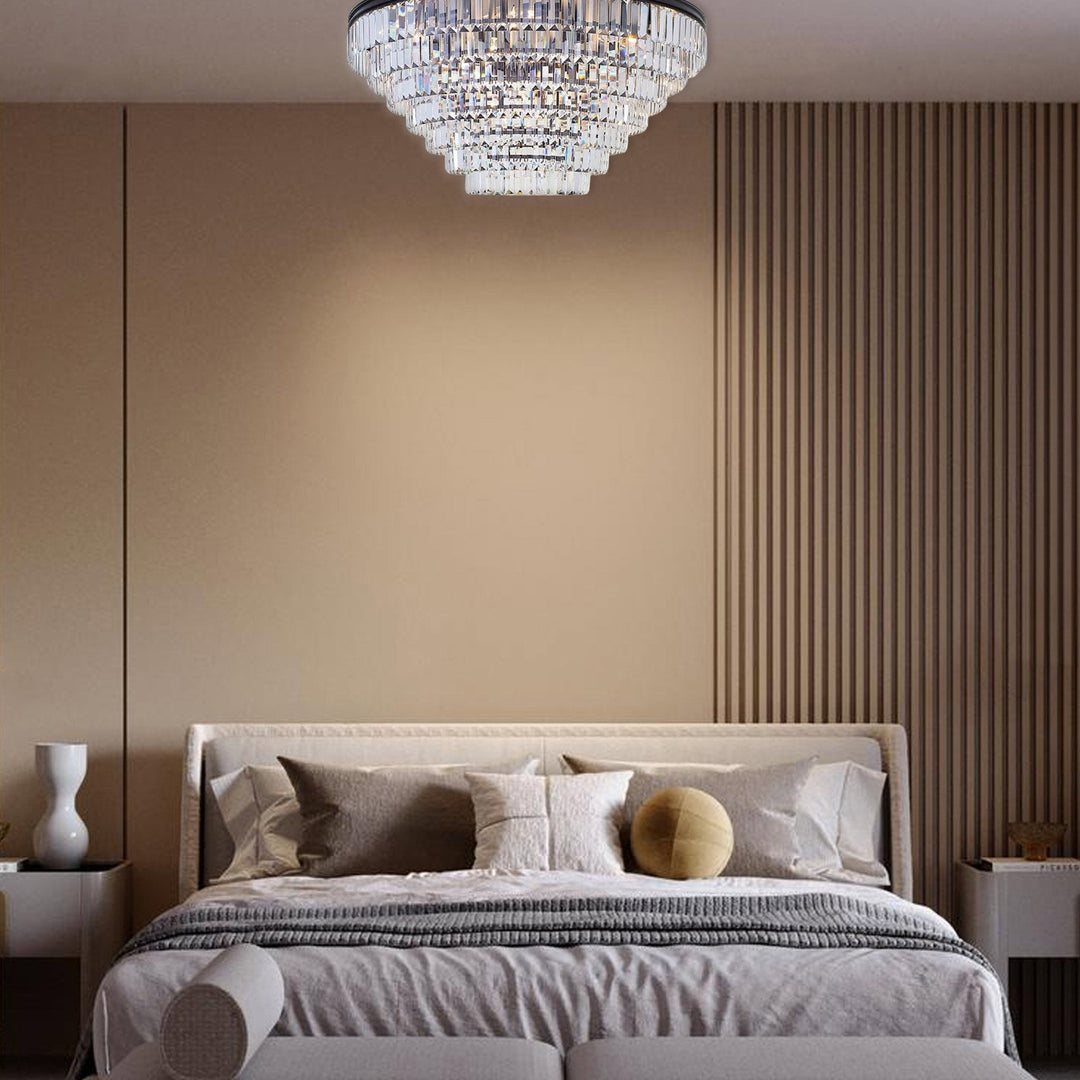 Jordan Collection - Flush Mount Chandelier - Warm Bronze - W:90cm