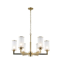 Load image into Gallery viewer, Provincial Collection - 6 Light Chandelier - Frosted Glass - Brass
