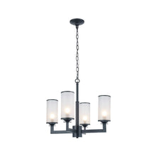 Load image into Gallery viewer, Provincial Collection - 4 Light Chandelier - Frosted Glass - Matte Black
