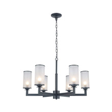 Load image into Gallery viewer, Provincial Collection - 6 Light Chandelier - Frosted Glass - Matte Black
