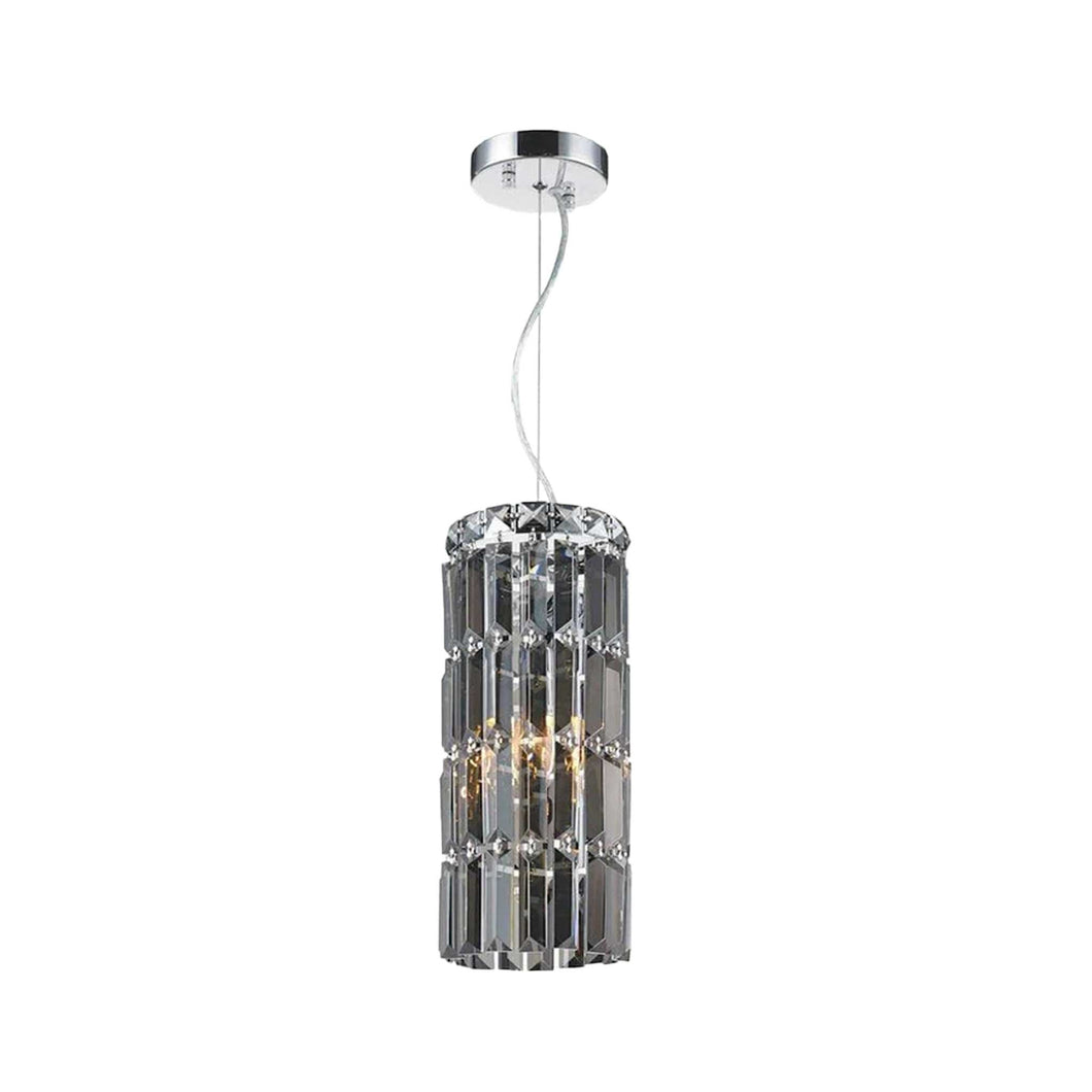 Modular Cylinder Crystal Pendant - Round - Height 37cm - Smoke Crystal