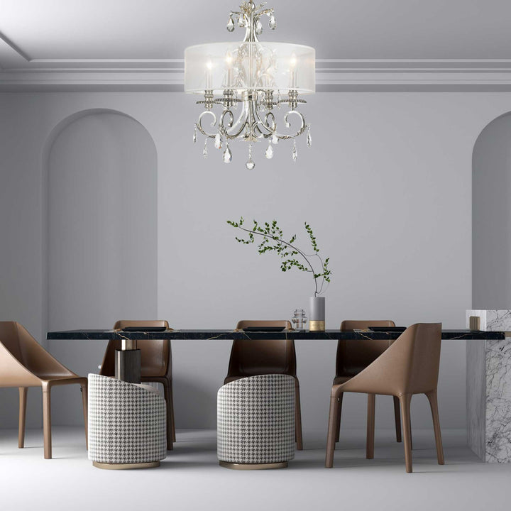 ARIA - Hampton 4 Arm Chandelier - Silver Plated - Orb Outer Shade