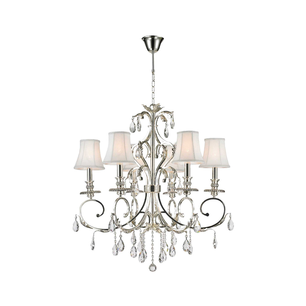 ARIA - Hampton 6 Arm Chandelier - Silver Plated