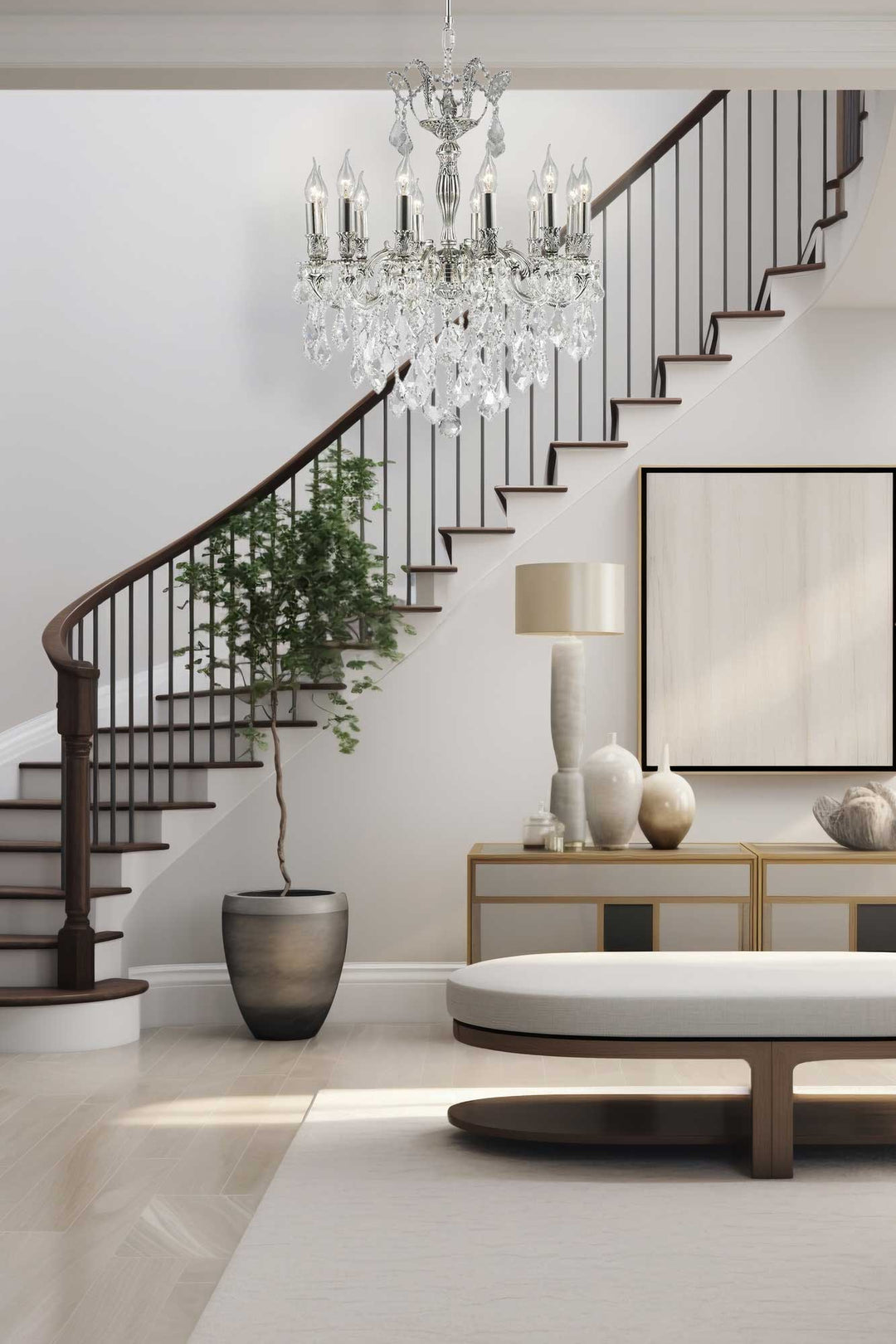 Americana 12 Light Crystal Chandelier - Silver Plated