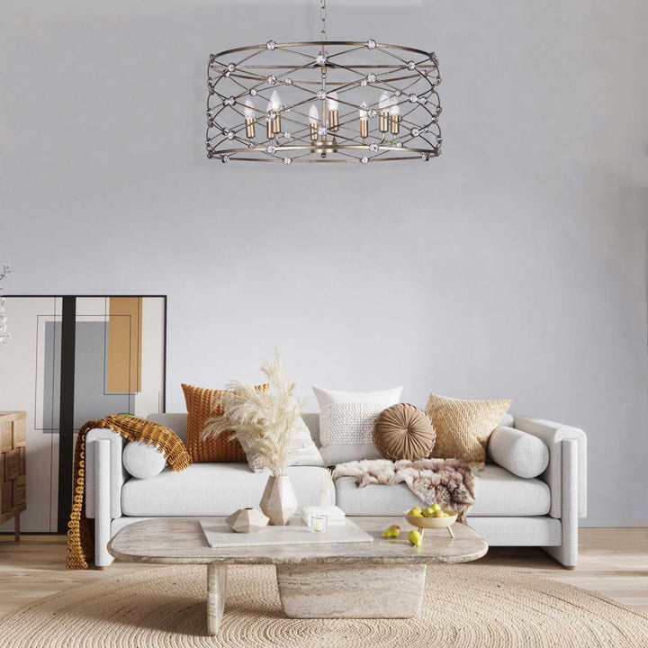 Eliza Collection - Round Pendant - Width: 75 Cm - Champagne Finish
