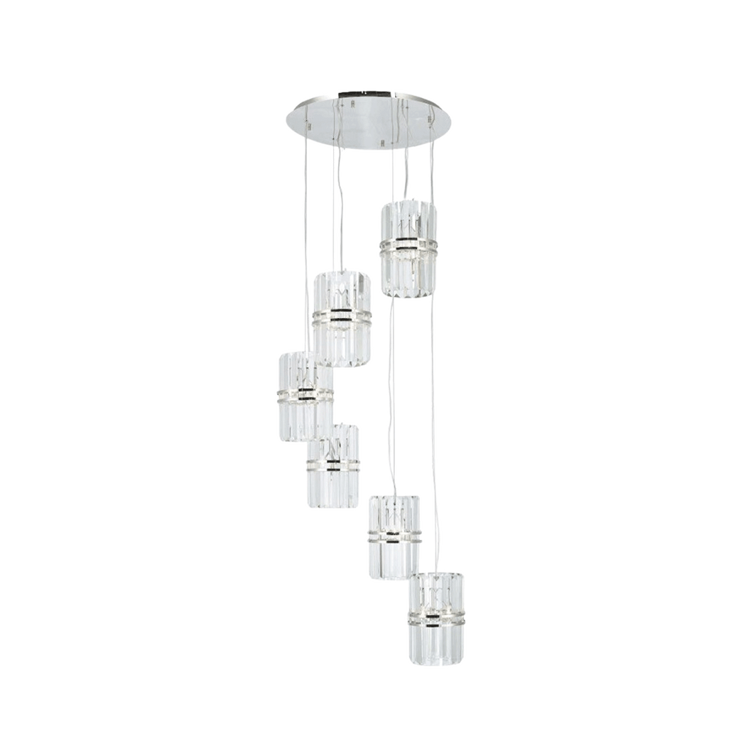 Ashton Collection - 6 Light Pendant Cluster - W: 65cm - Polished Nickel