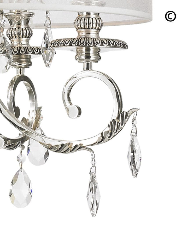 ARIA - Hampton 4 Arm Chandelier - Silver Plated - Orb Outer Shade - Designer Chandelier 
