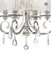 Load image into Gallery viewer, ARIA - Hampton 4 Arm Chandelier - Silver Plated - Orb Outer Shade - Designer Chandelier 

