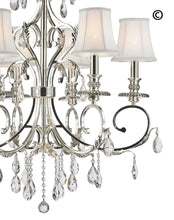 Load image into Gallery viewer, ARIA - Hampton 6 Arm Chandelier - Silver Plated - Designer Chandelier 
