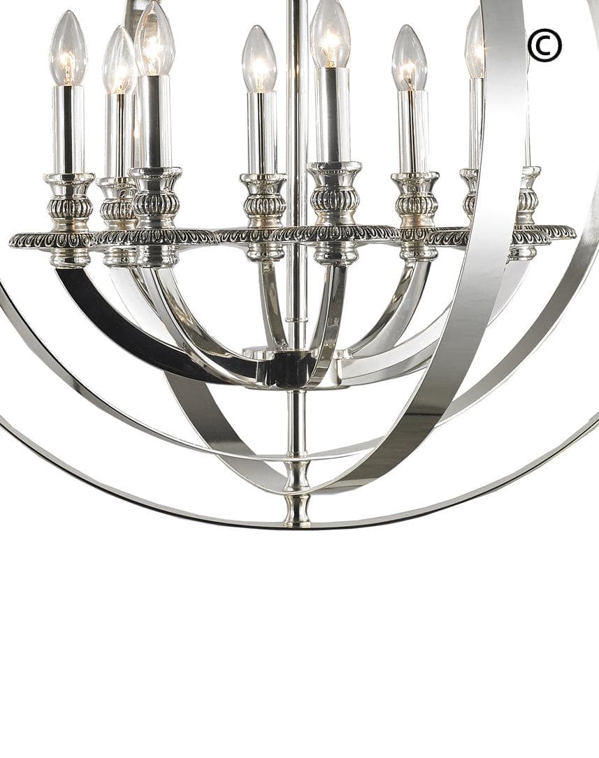 Hampton Orb - 8 Light - Silver Plated - Designer Chandelier 