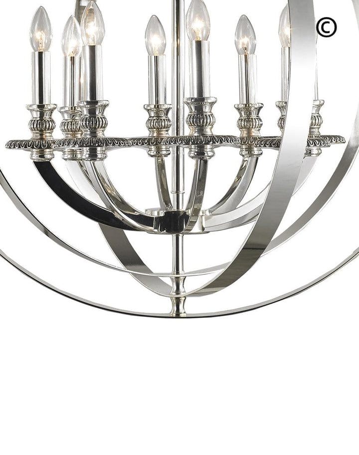 Hampton Orb - 8 Light - Silver Plated - Designer Chandelier 